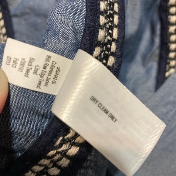 Gap Collarless Frayed Raw Edge Tweed Full Zip Blazer Jacket size 8 EUC! - Picture 14 of 16